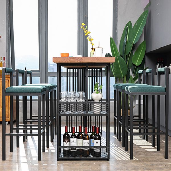 Modern Bar Table Set 1/7 Pieces Solid Wood Counter Table with Upholstered Stools