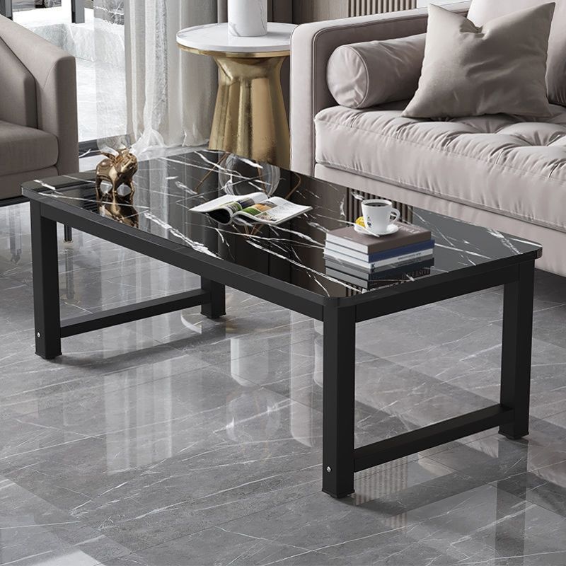 Rectangle Wooden Top Coffee Table with Metal Four legs Modern Style
