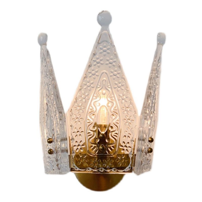 Glass Crown Shaped Wall Sconce Lights Modern Style 1 Light Wall Mounted Lamps