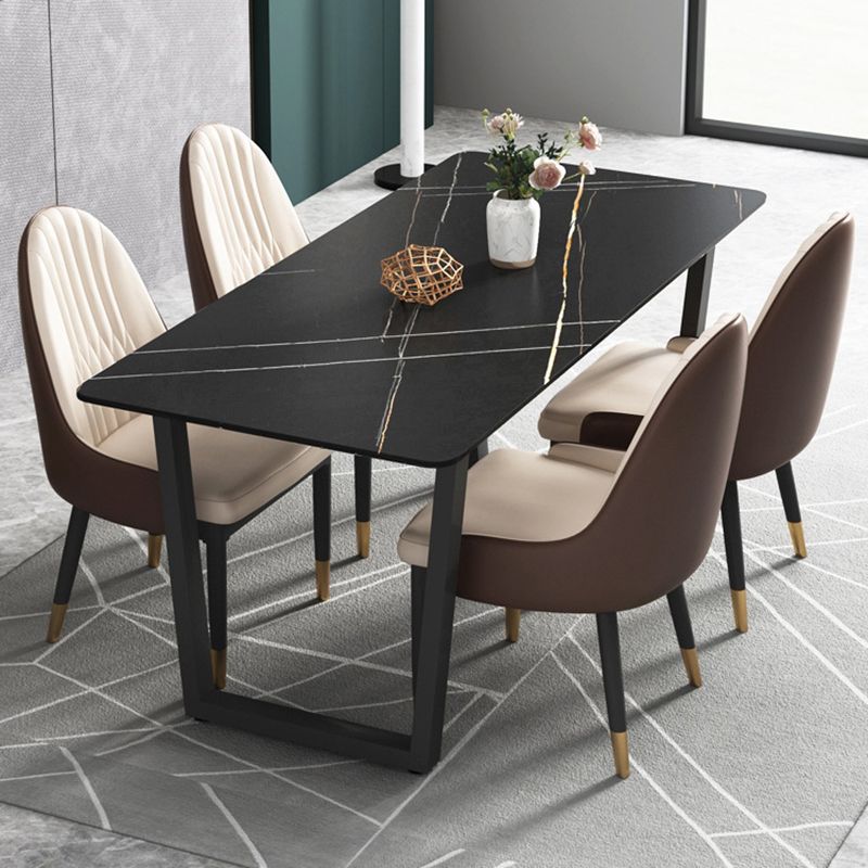 Modern 1/5 Pieces Dining Set Rectangle Stone Dining Table Set for Living Room