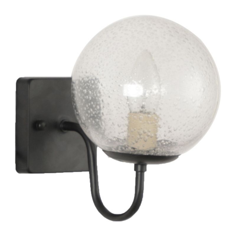 Industrial Glass Wall Light Globe 9.5" High Wall Sconce in Black for Bedroom