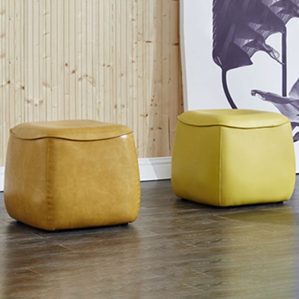 Contemporary Rectangle Shape Pouf PU Leather Upholstered Ottoman