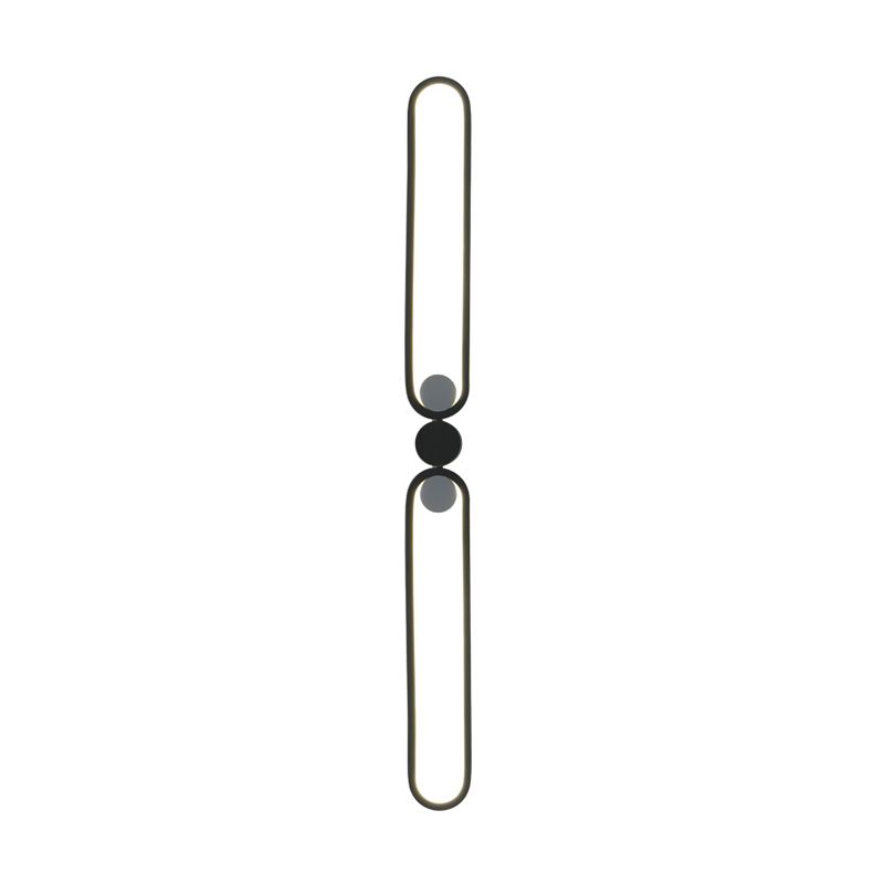 Linear Shade Metal Wall Sconce Modern Style 2 Lights Wall Mount Light in Black