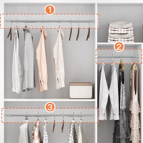 Contemporary Style Wardrobe Armoire White Engineered Wood Wardrobe with Drawer