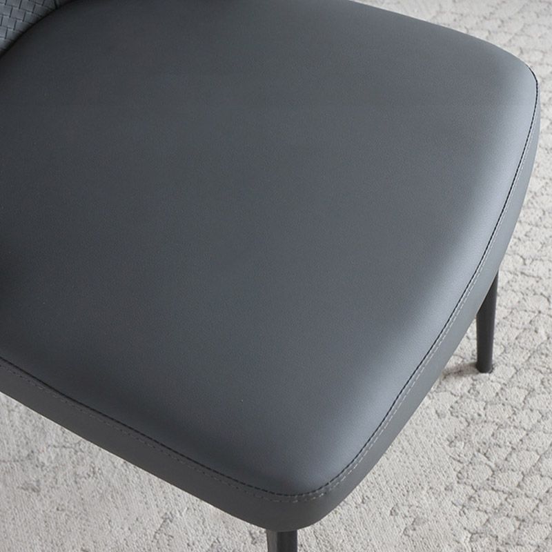 Contemporary Arm Chair Solid Back Metal Dining Room Chair for Indoor