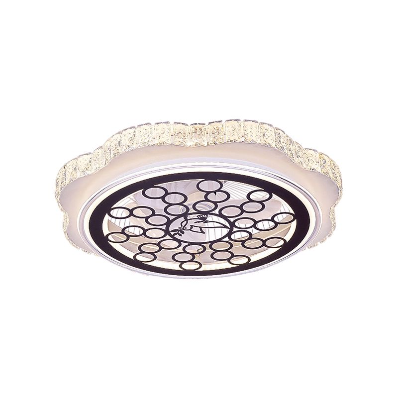 Sonnenblumen/Pflaumenblüten/Sternmuster Hanging Lüfter Licht moderne rechteckige Kristalle 23,5 "W LED White Semi-Flush Mount