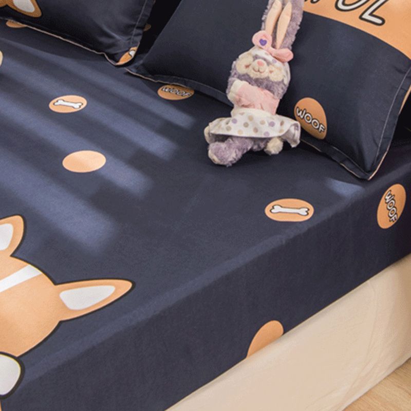 Cartoon Print Bed Sheet Set Modern Cotton Fitted Sheet for Bedroom