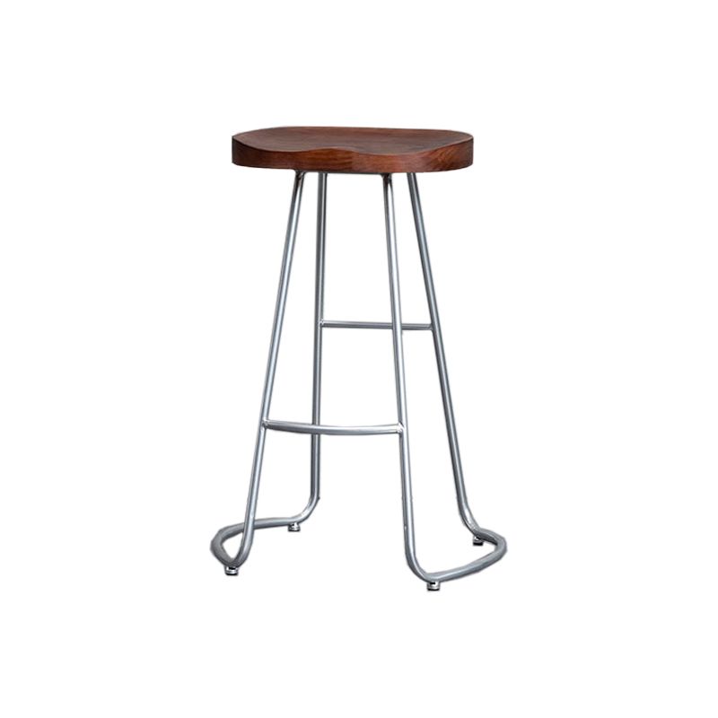 Modern Style Iron Bar Stool with Footrest Dining Room Solid Wood Bar Stool 30 Inches