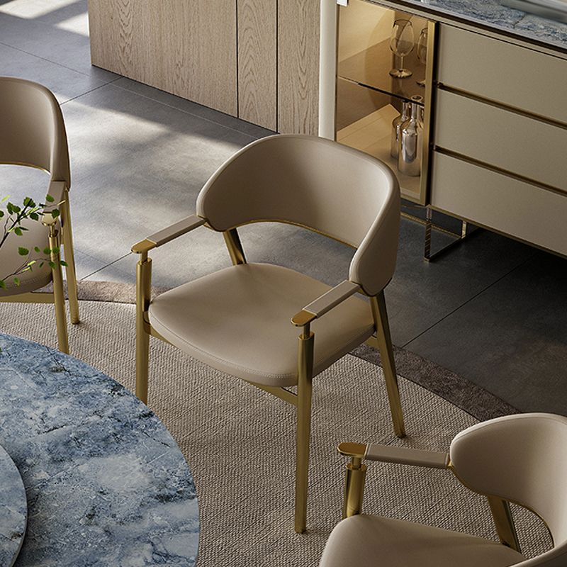 Glam Faux Leather Dining Chairs Dining Arm Chair with Upholstered