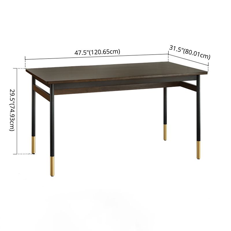 Modern Style Solid Wood Dining Set with Brown Table and 4 Metal Legs Base for Home Use