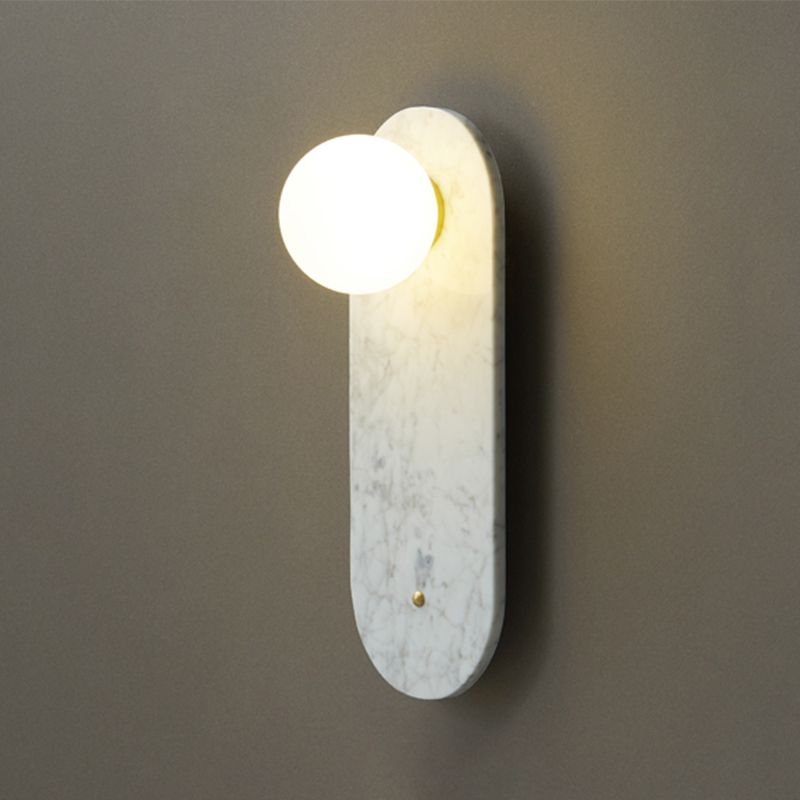 Nordic Style Marble Wall Light Geometric 1 Light Wall Sconce with Glass for Bedroom