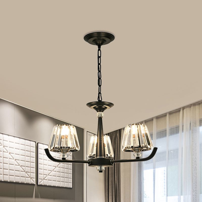 3/8 têtes Lumière de lustre avec cristal en cristal effilé