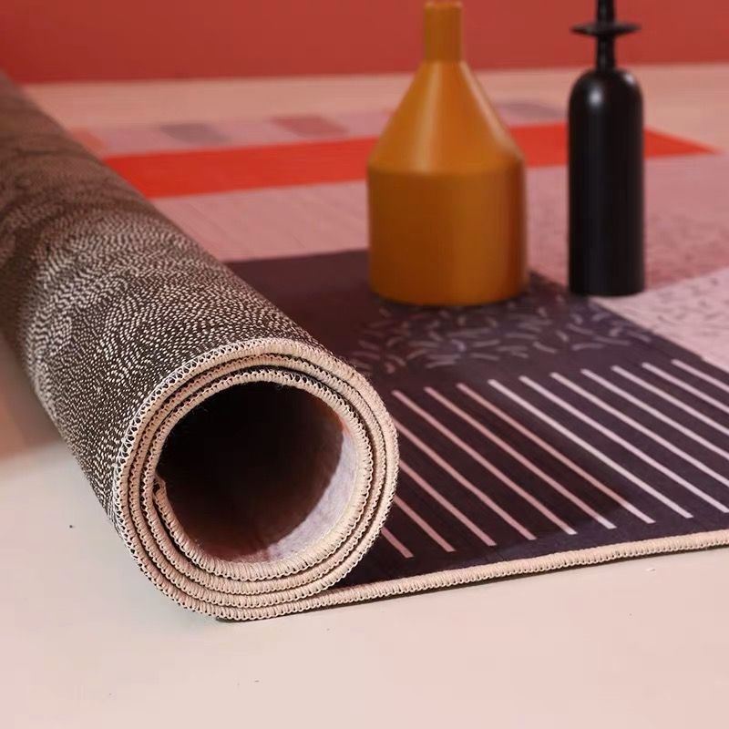 Stylish Modern Rug Grey Polyester Area Rug Geometric Pattern Non-Slip Backing Rug for Bedroom