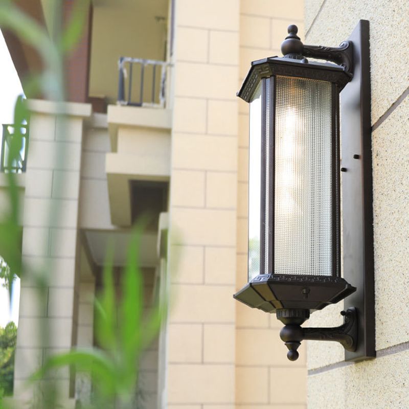 Modern Metal Wall Sconce Rectangle Shape Wall Light with Glass Shade for Living Room