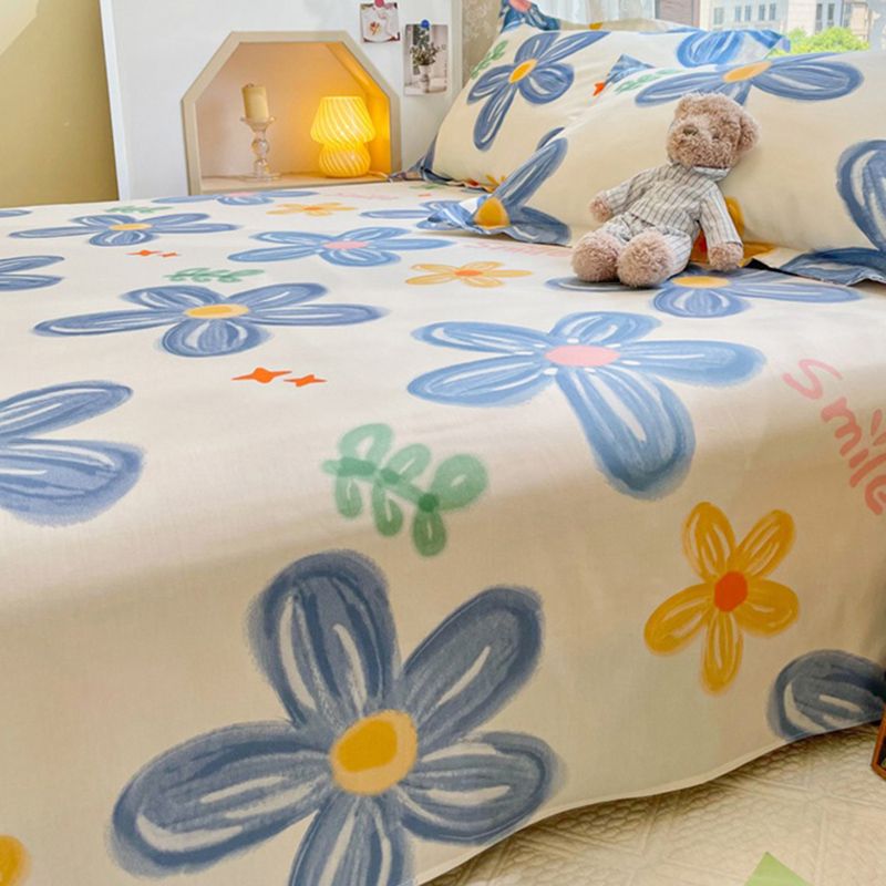 Sheets Cotton Floral Printed Wrinkle Resistant Ultra Soft Breathable Bed Sheet Set