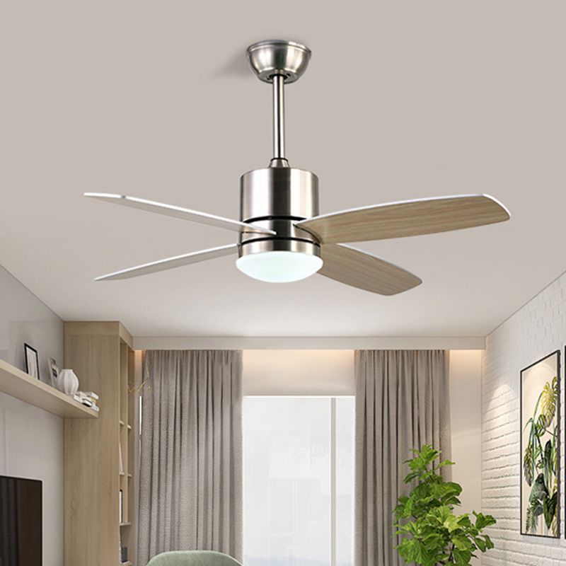Nickle LED Hanging Lüfter Licht Moderne Acrylkreis 4 Holzblätter Halbflush -Halterung für Wohnzimmer, 42 "W.