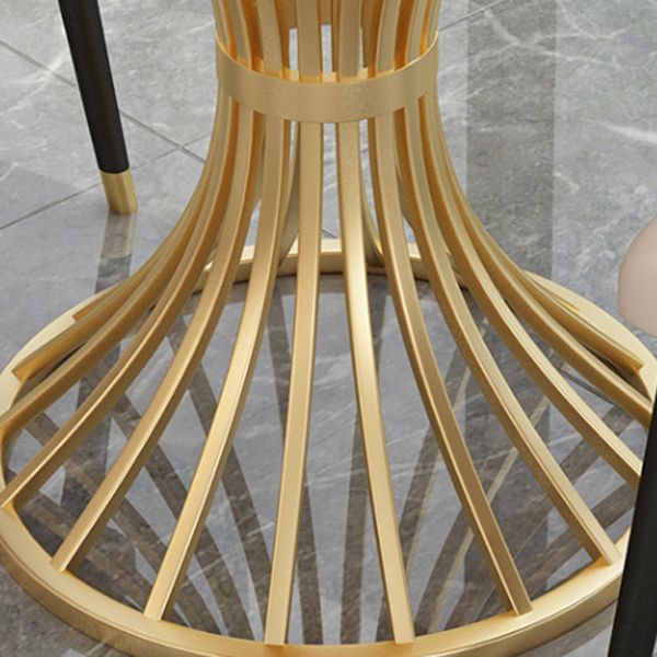 Sintered Stone Top Table with Pedestal Base Metal Traditional Luxury Round Dining Table