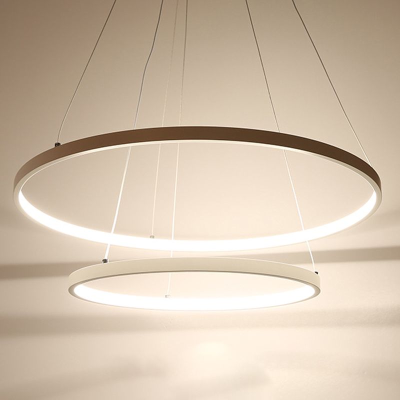 Modern Style Multi-Tier Pendant Chandelier Metal Mutil Lights Suspended Lighting Fixture in White