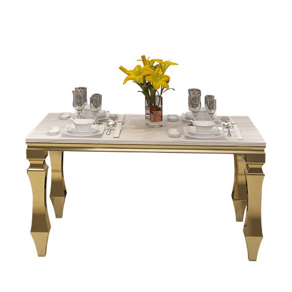 Table d'intérieur en marbre de table rectangulaire de luxe traditionnelle en métal avec 4 pieds