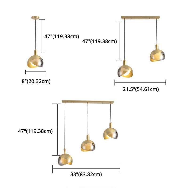 Globe Hanging Ceiling Light Minimalist Metal Bedroom Down Lighting Pendant in Gold