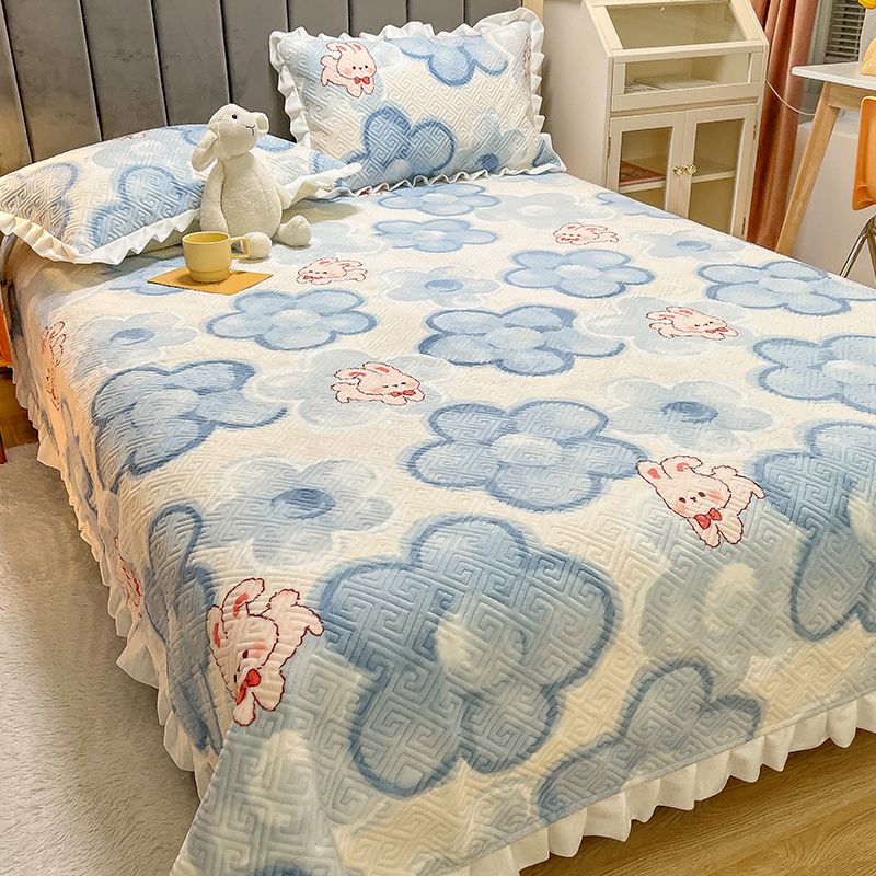 Breathable Bed Sheet Set Cartoon Paint Soft Fade Resistant Flannel Bed Sheet