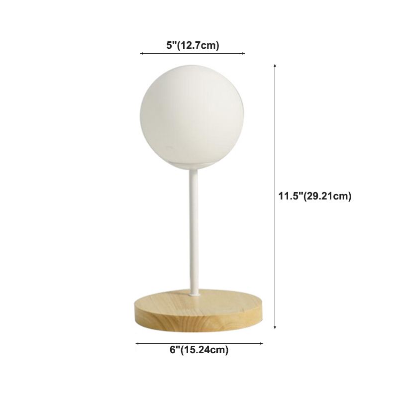 Lámpara de mesa LED Luz de escritorio de madera moderna con sombra Galss para sala de estar (el juguete no incluye)