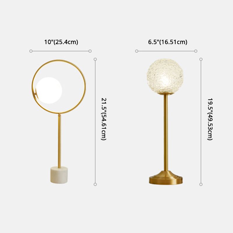 Postmodern 1-Light Table Lamp Gold Finish Ball Nightstand Light with Shade