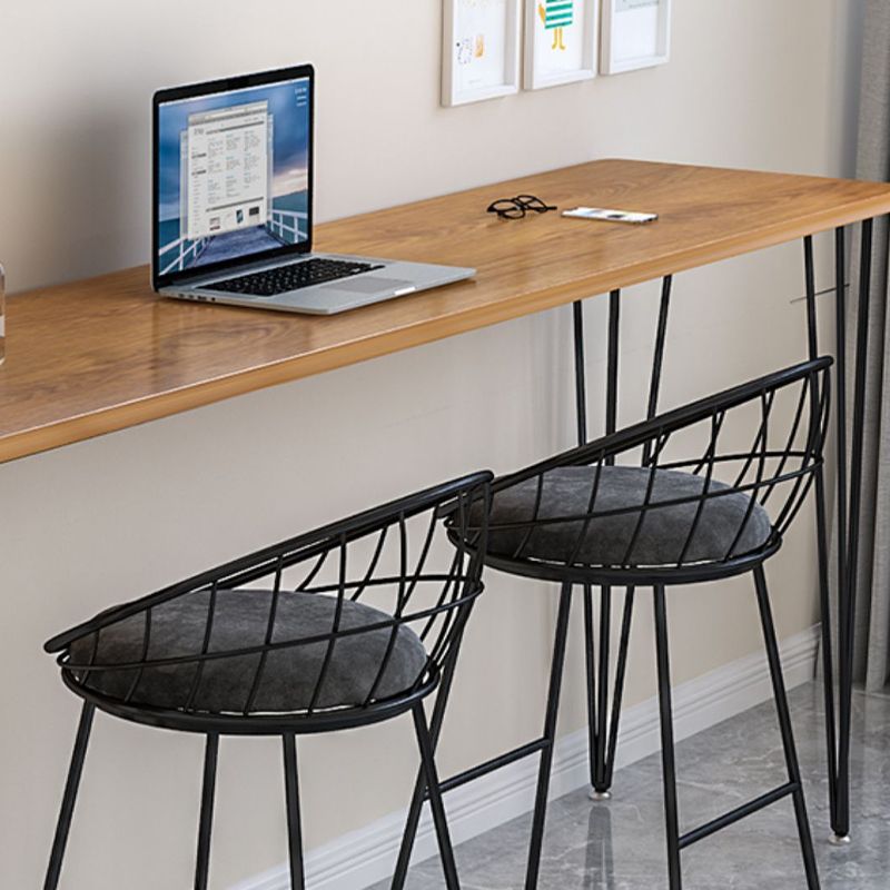 Contemporary Living Room Metal Legs Upholstered Bar Stool with Footrest