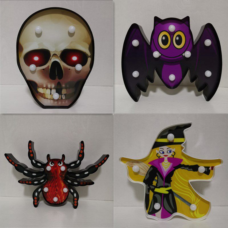 Horror Element Night Light Simple Plastic Battery Operated LED Black Nightstand Lighting