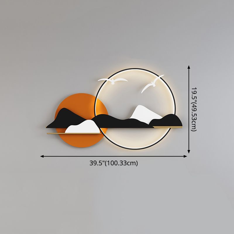 Ligera de pared de vidrio de estilo de pared redonda de 2 luces de 2 luces en blanco, verde y naranja