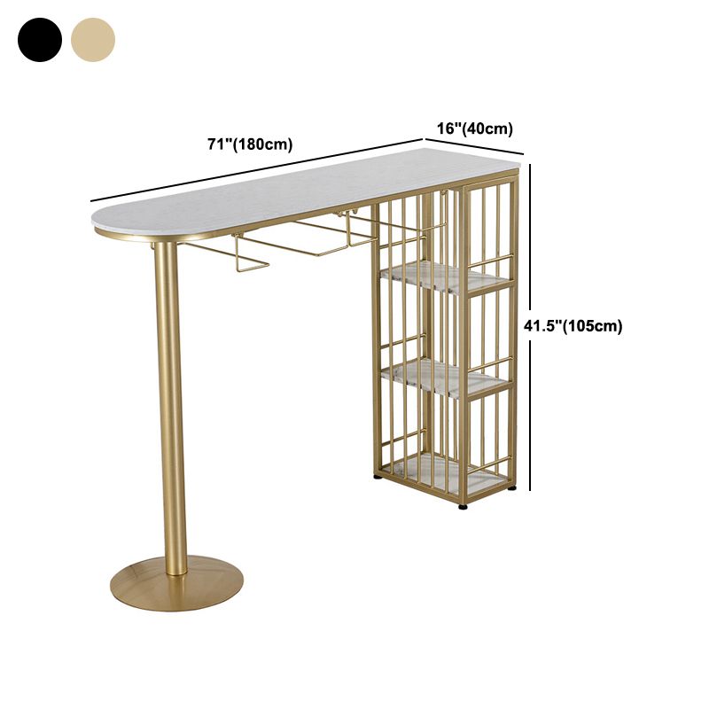 Glam Free Form Bar Table White Marble Table with Storage for Living Room