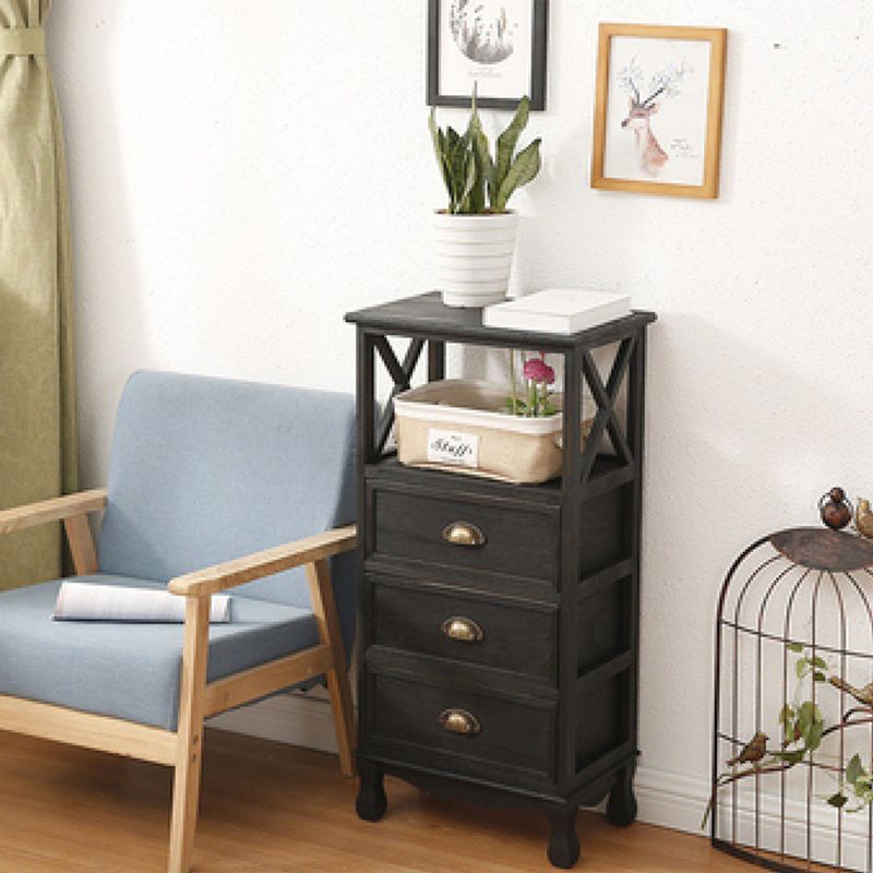 Modern Wood Accent Chest with Drawers and Shelf 11.81" Wide Chest