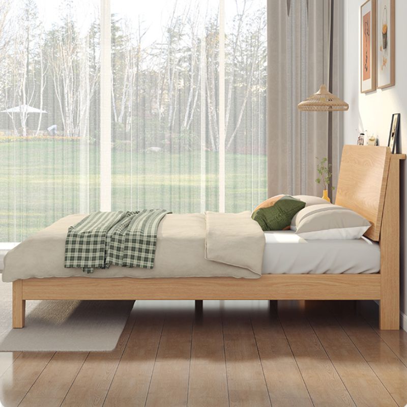 Contemporary Panel Rectangular with Headboard Wood Natural Panel Bed