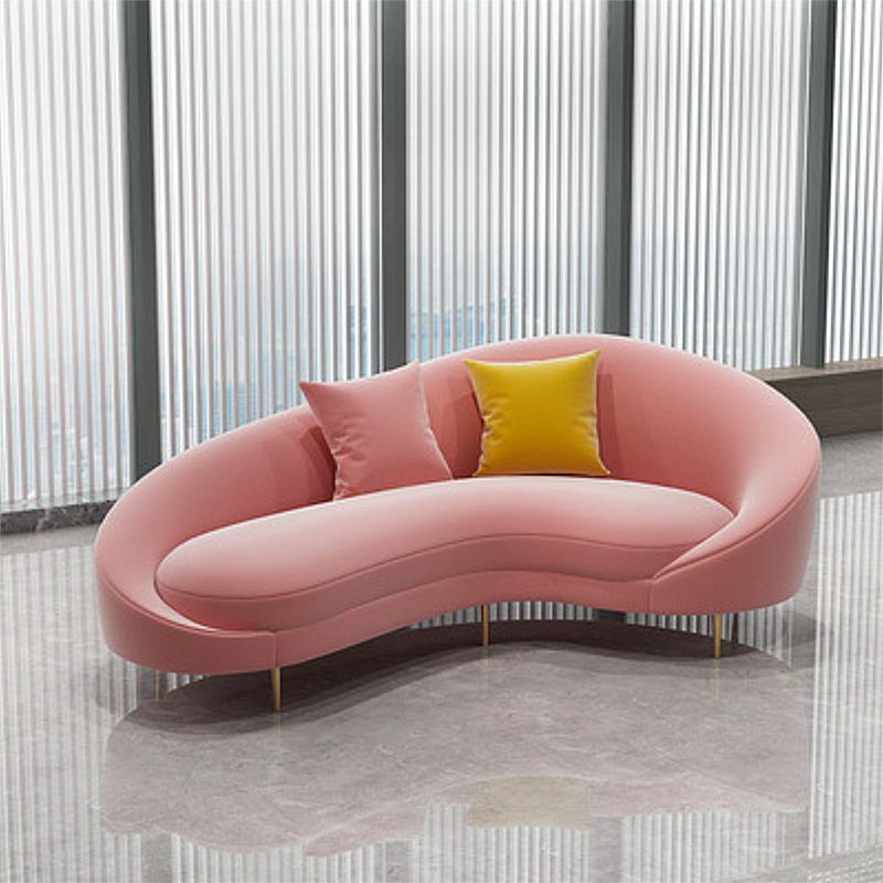 Contemporary Velvet Solid Color 33.46" H Curved Slope Arm Sofa