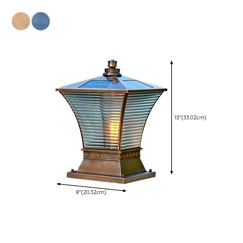Modern Pillar Light Geometric LED Solar Lighting Fixture for Backyard