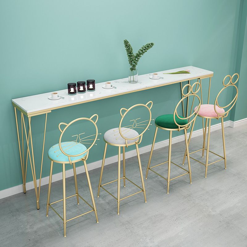 Stone Top Bar Table Traditional Luxury Rectangle Bar Table with 4 Legs