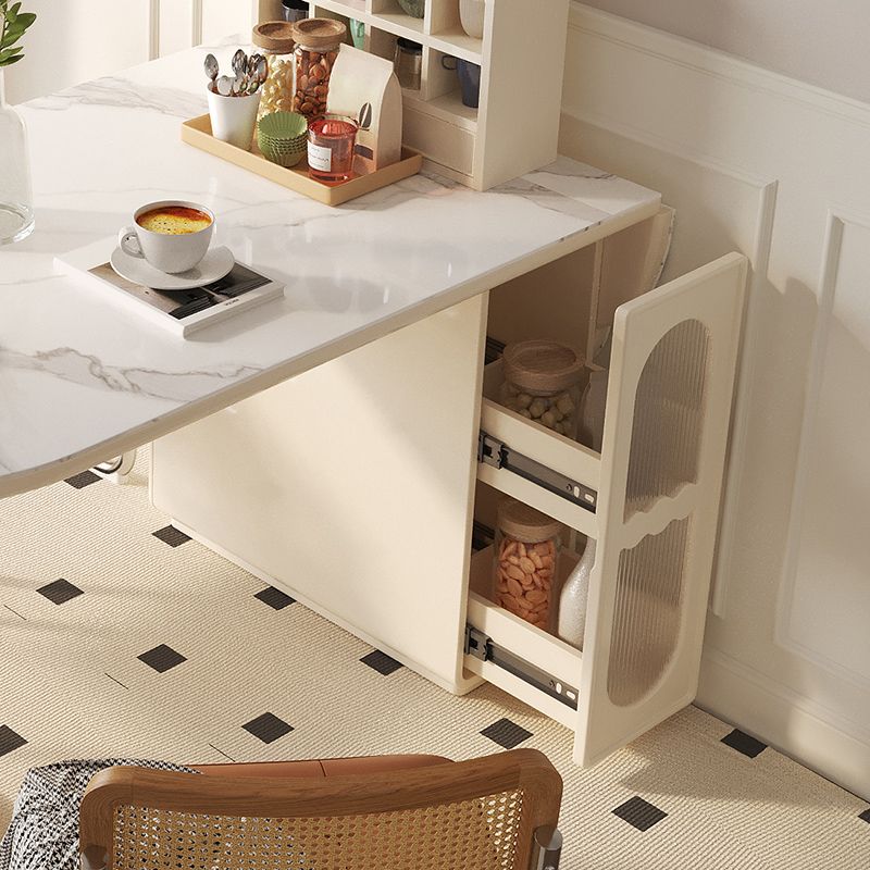 Modern Free Form Dining Table for Kitchen White Dinette Table with Storage