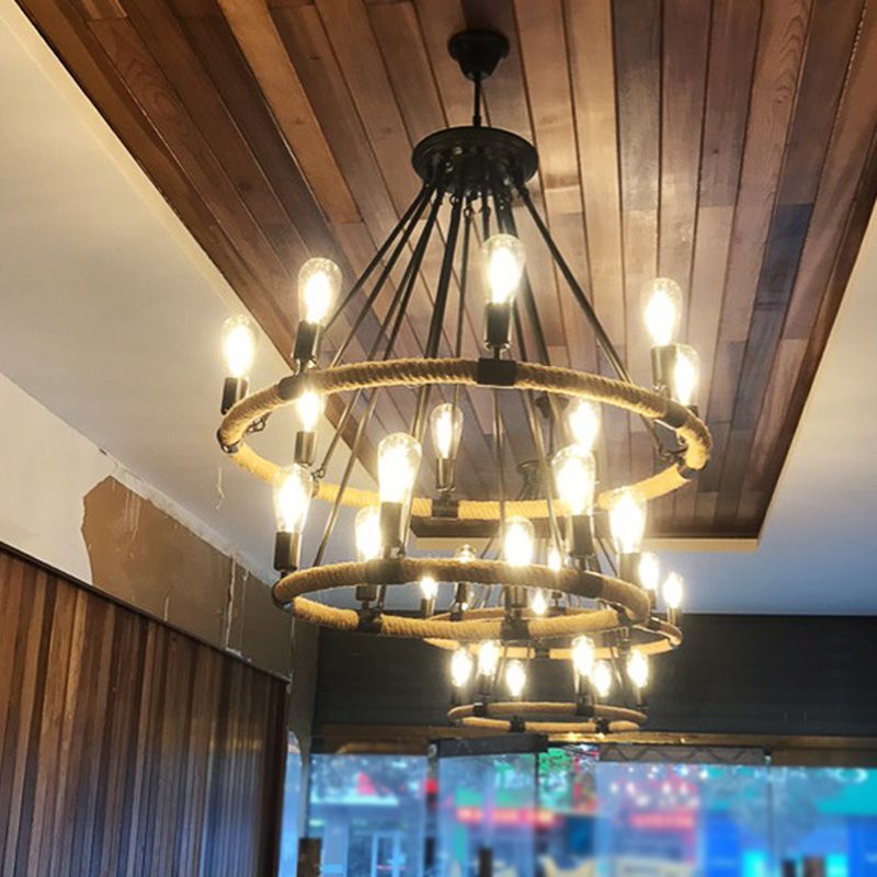 Lámpara de lámpara de bombilla desnuda lámpara colgante de cuerda industrial para restaurante