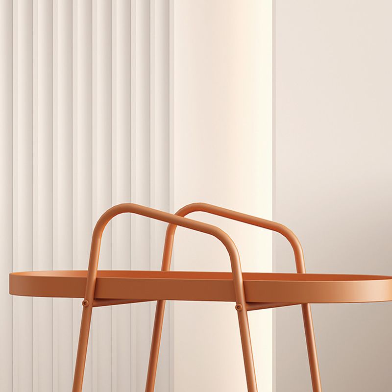 Oval 2-Tier End Table with Casters Mid-Century Modern Metal Side Table