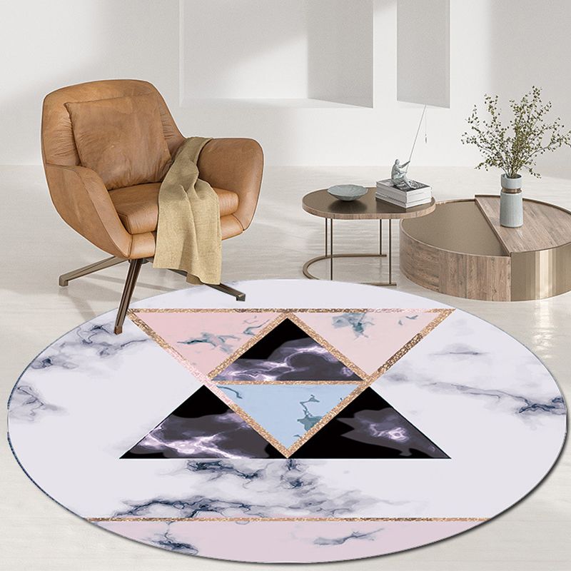 Abstract Printed Area Rug Polyster Non-Slip Backing Round Carpet Bedroom Modern Indoor Rug