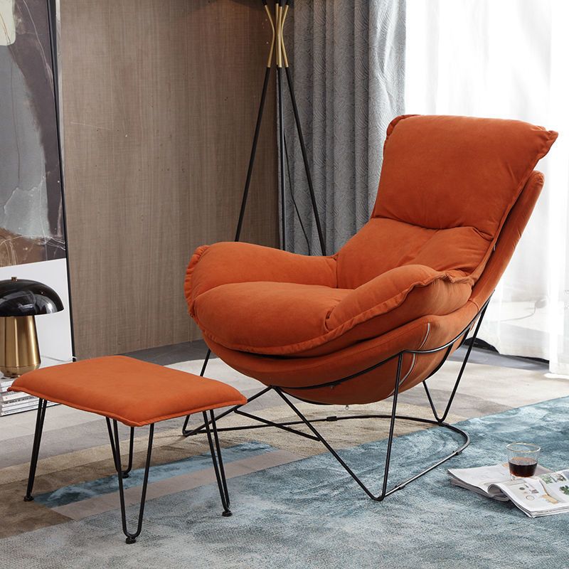 Contemporary Rocking Chair Fabric Upholstered Metal Frame Indoor Rocking Chair