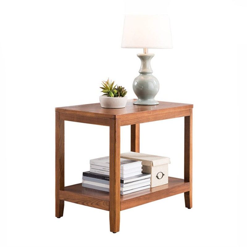 Ashwood Double Tier End Table Contemporary Rectangular Side Table for Living Room