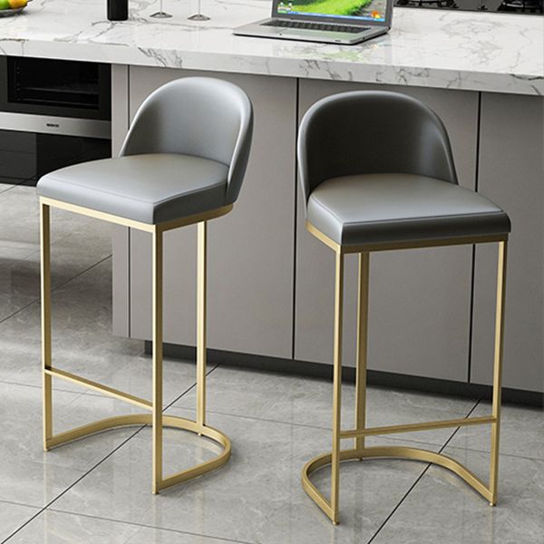 Industrial Low Back Stool Bucket Faux Leather Bar Stools for Bar