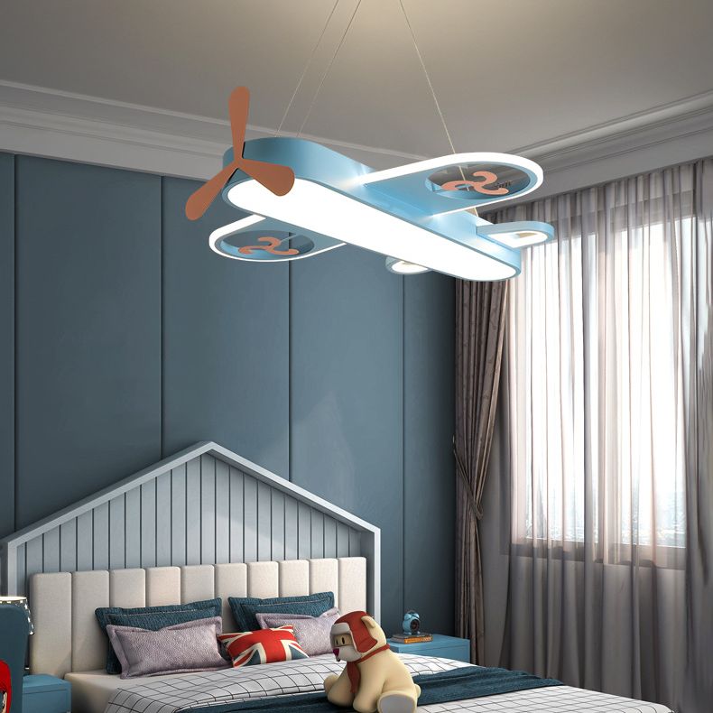 Cartoon Creative Personality Ceiling Pendant Light Metal Aircraft LED Hanging Light for Children Bedroom