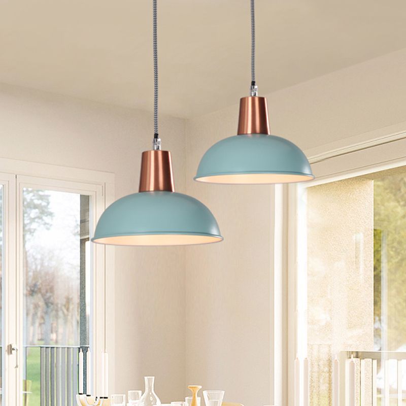Luz de colgante de tono de domo de metal una luz de suspensión loft de macarrón ligero para escalera de cocina