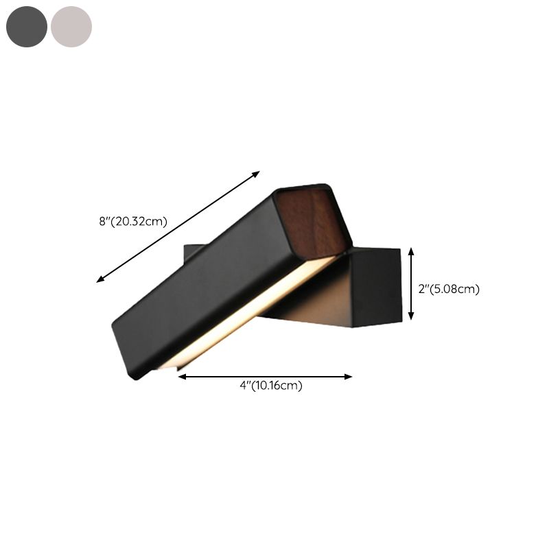 Nordic Style Iron Wall Light Rectangle Shape Rotatable Wall Lamp for Bedroom