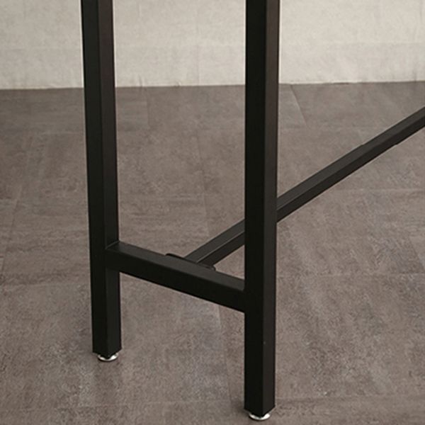 Industrial Brown Pub Table Rectangle Solid Wood Bar Height Table with Trestle Base