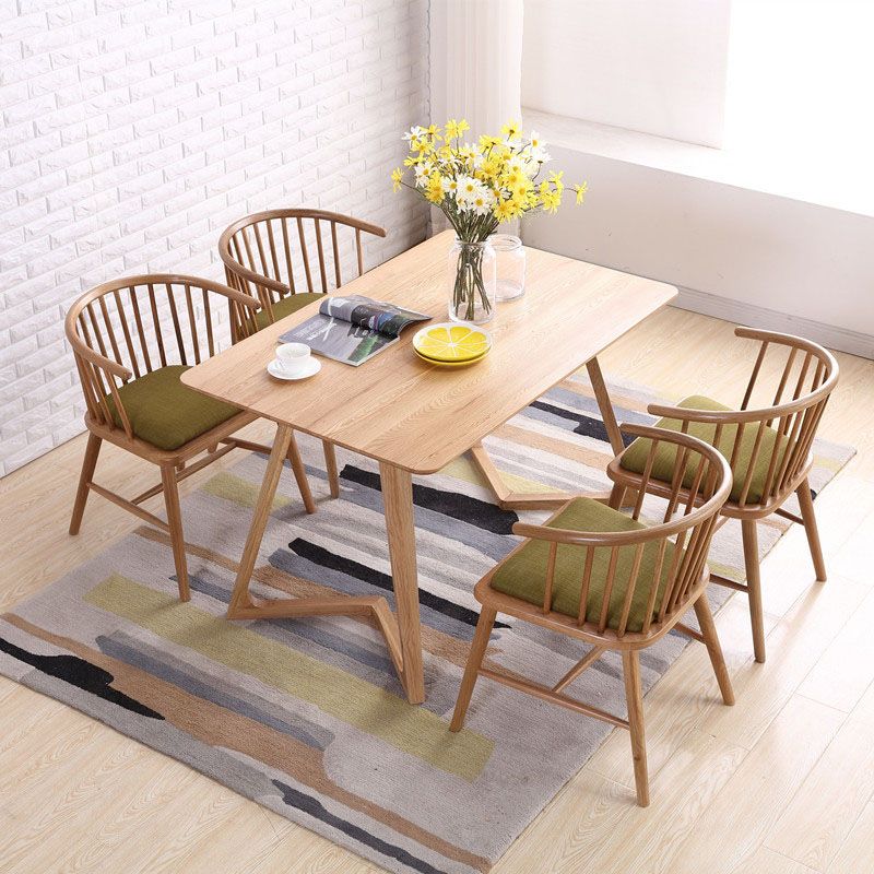 Sillón de madera contemporáneo Silla de comedor con respaldo natural Windsor para cocina