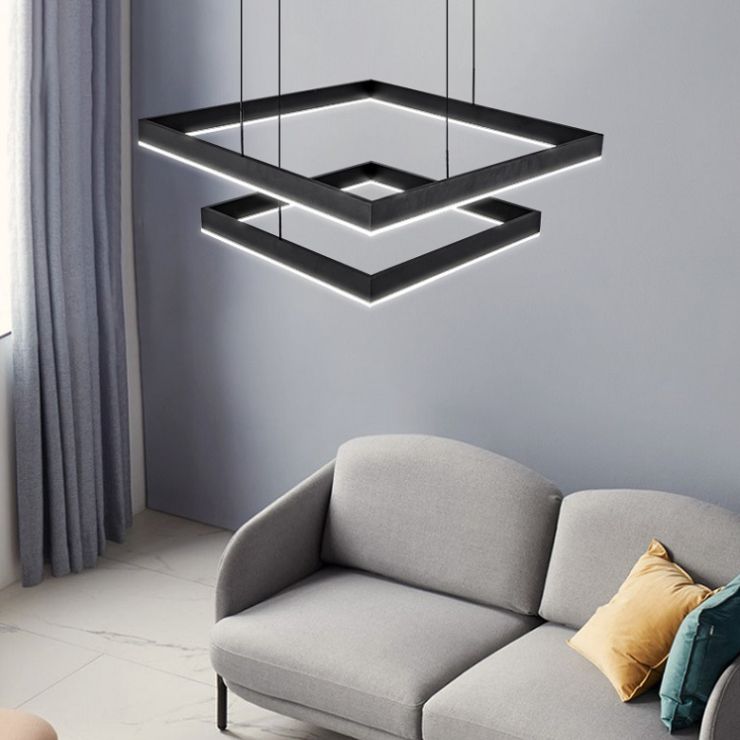 Modern Simplicity Square Suspended Lighting Fixture Acrylic Hanging Ceiling Fixture for Restaurant