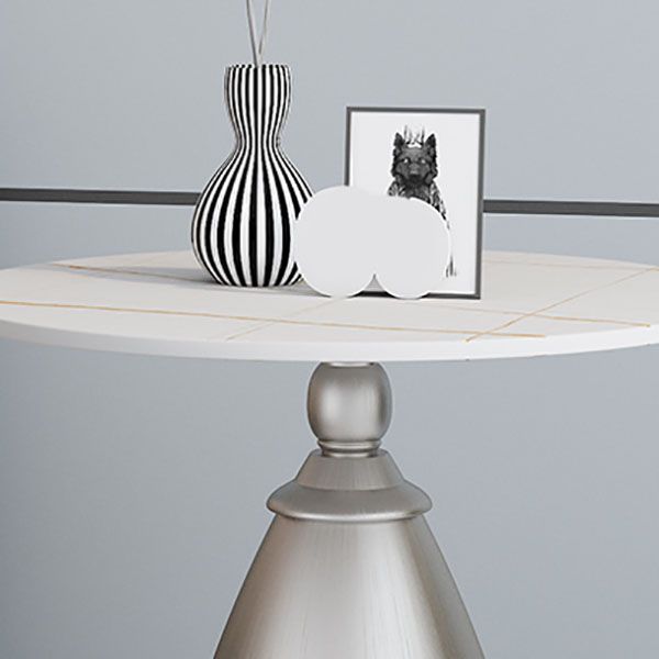 22.4" Tall Iron Pedestal End Table Modern Round Slate Top Side Table